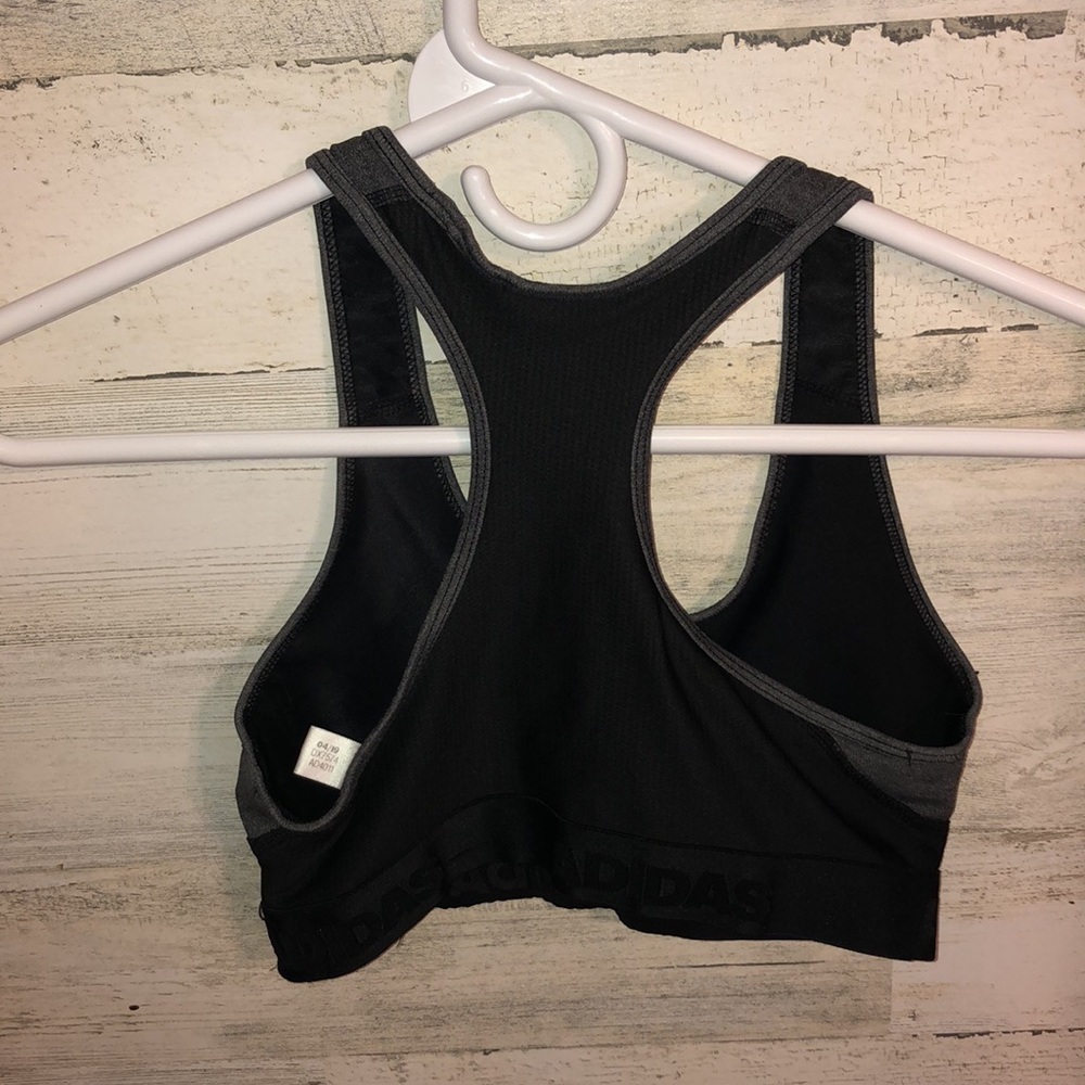 Adidas bra gray black and white sports bra active wear sports wear fit like a SM - Picture 4 of 5